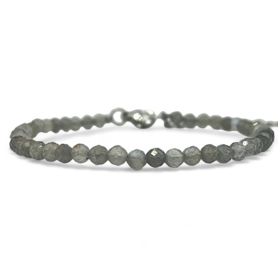 3mm Labradorite Faceted Bead Bracelet with Adjustable Chain